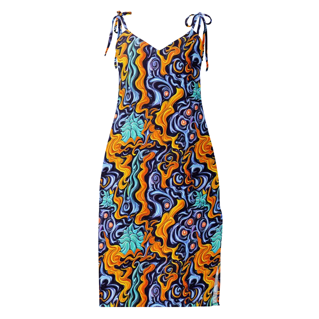 Midnight Fireflow on Slip Dress — Front