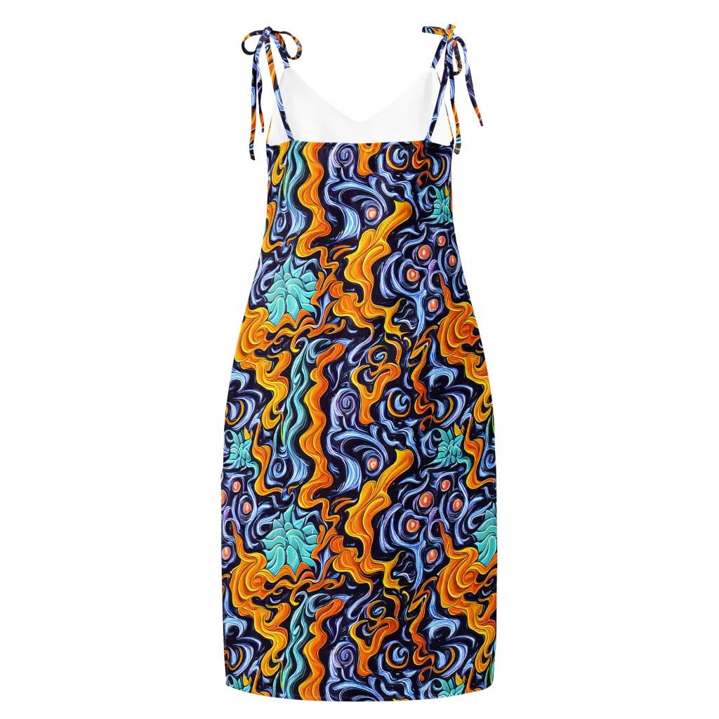 Midnight Fireflow on Slip Dress — Back