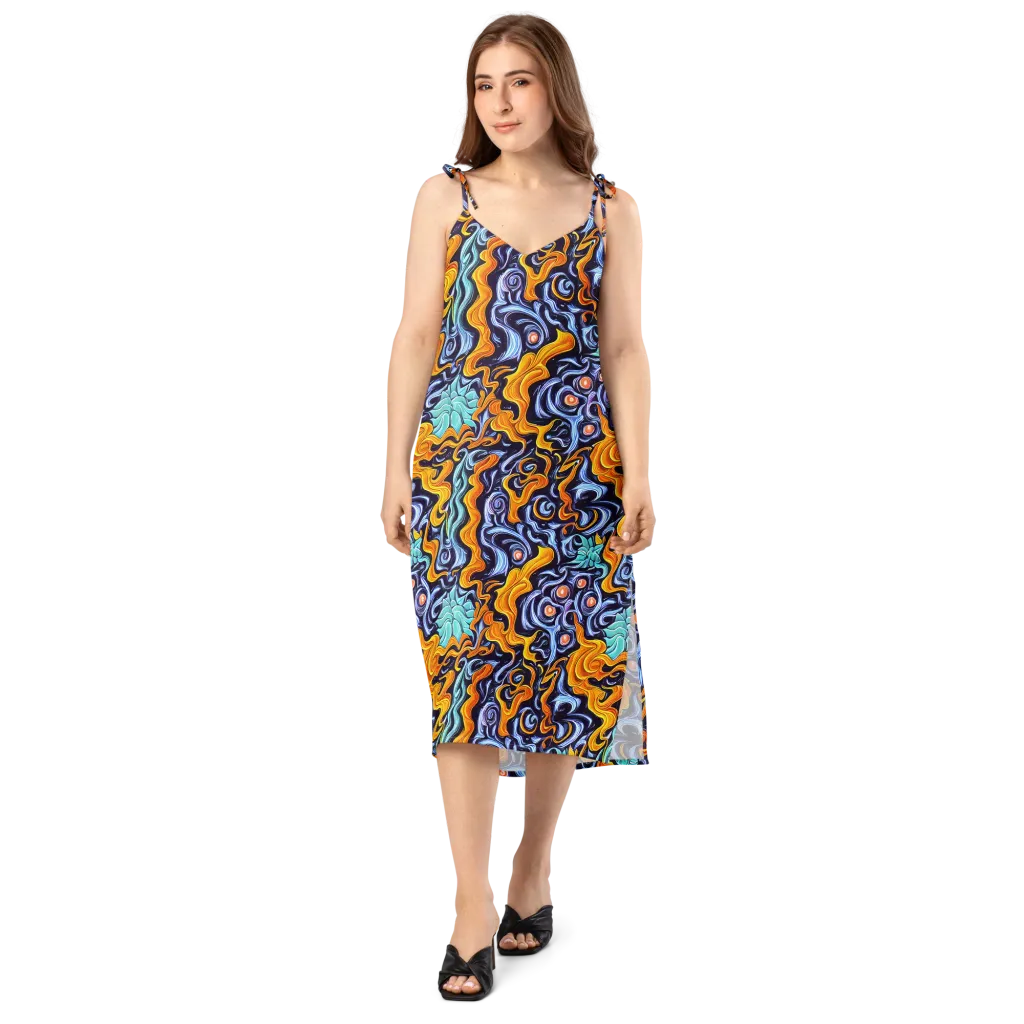 Midnight Fireflow on Slip Dress — Front
