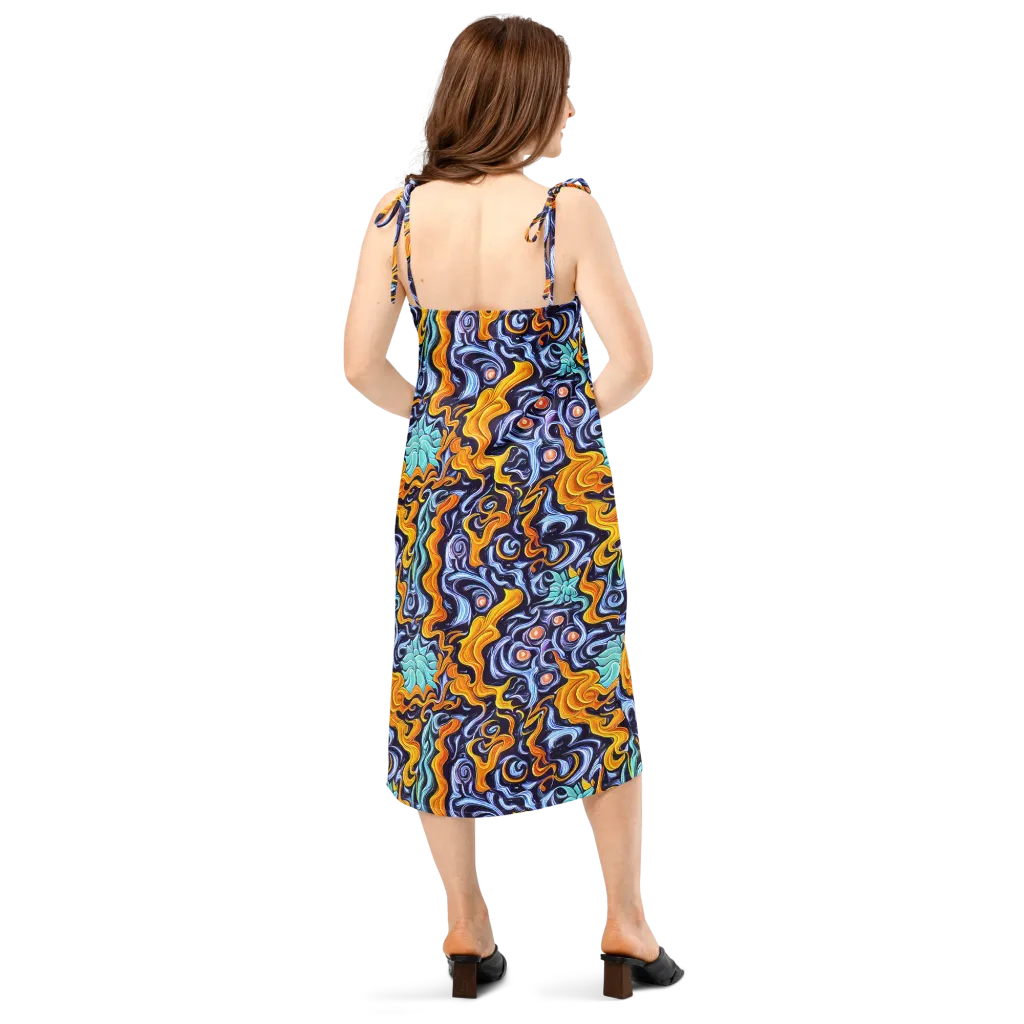 Midnight Fireflow on Slip Dress — Back