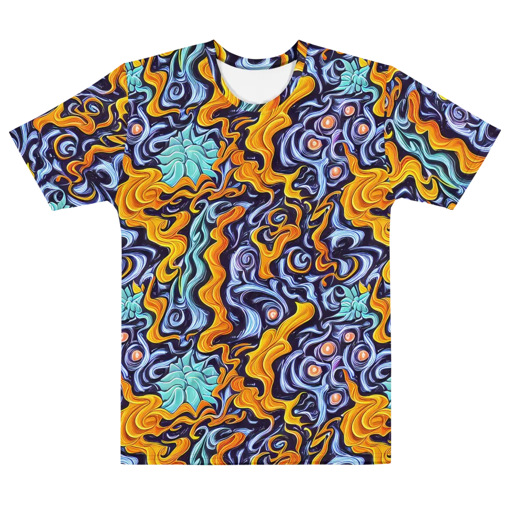 Midnight Fireflow on Men's Cotton Crew Neck T-Shirt — Front