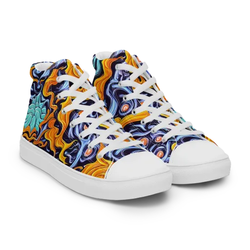 Midnight Fireflow on a Men's High Top Canvas Shoes