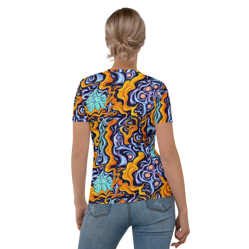 Midnight Fireflow on Women's Crew Neck T-Shirt — Back