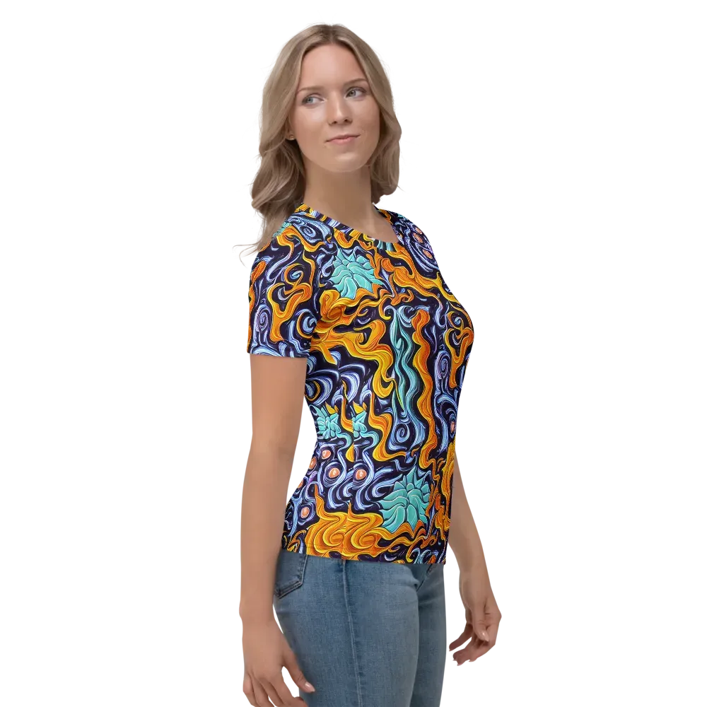 Midnight Fireflow on Women's Crew Neck T-Shirt — Right