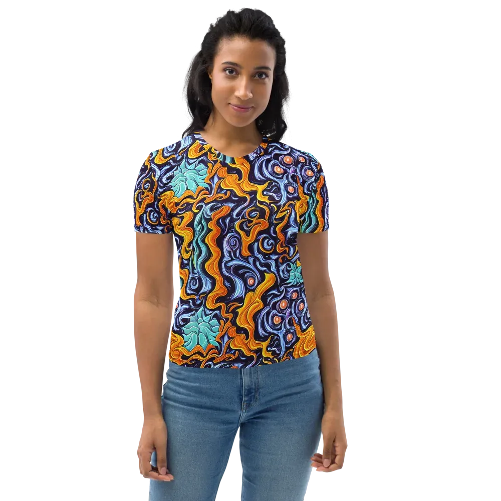 Midnight Fireflow on Women's Crew Neck T-Shirt — Front