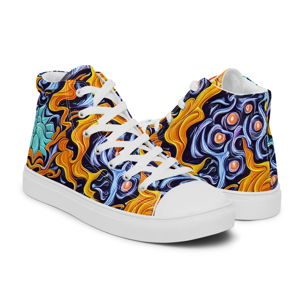 Midnight Fireflow on Women's High Top Canvas Shoes — Right