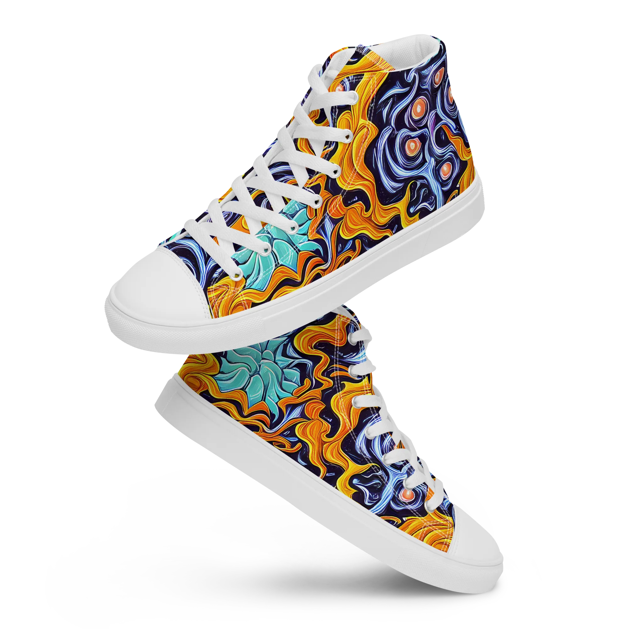 Midnight Fireflow on Women's High Top Canvas Shoes — Front