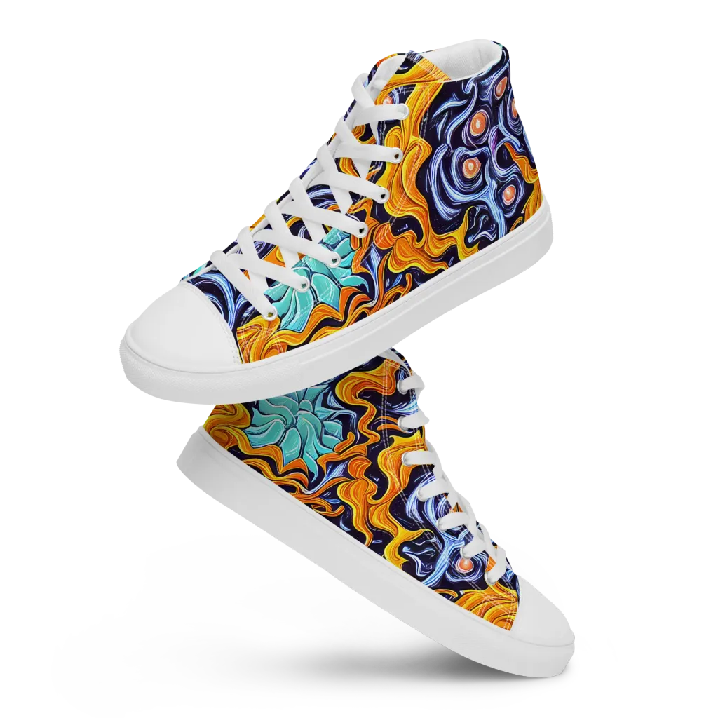 Midnight Fireflow on Women's High Top Canvas Shoes — Front
