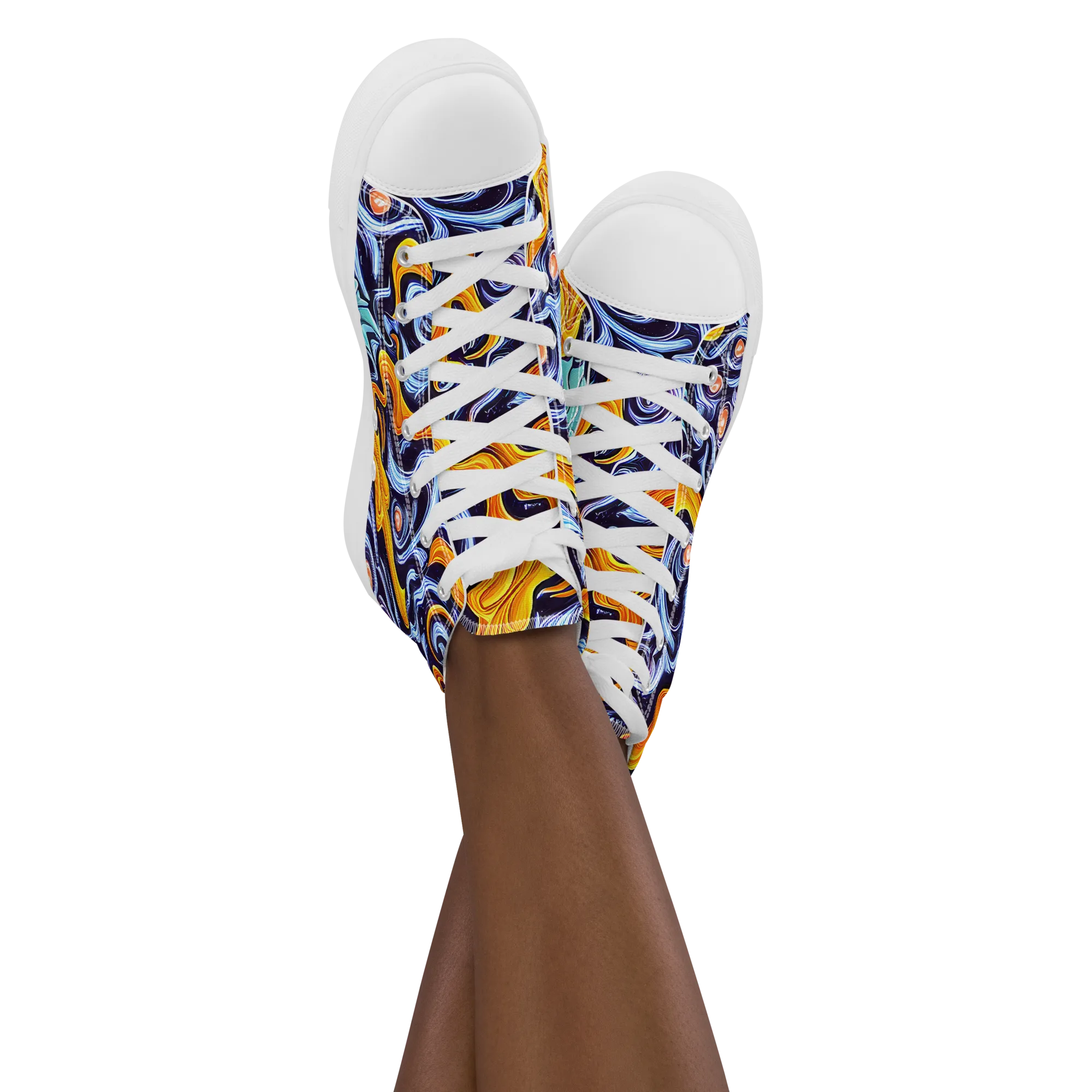 Midnight Fireflow on Women's High Top Canvas Shoes — Front