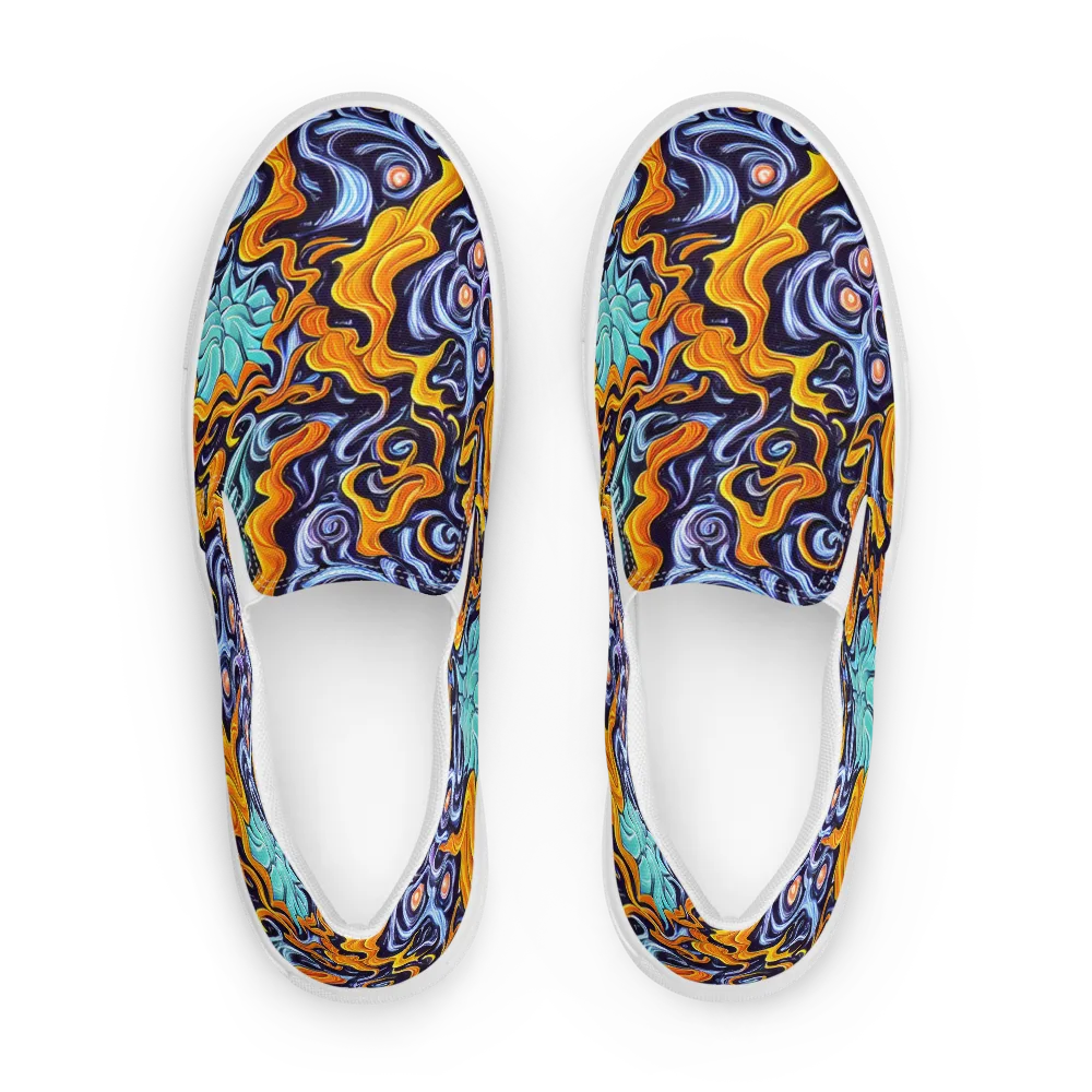 Midnight Fireflow on Men's Slip-On Canvas Shoes — Front