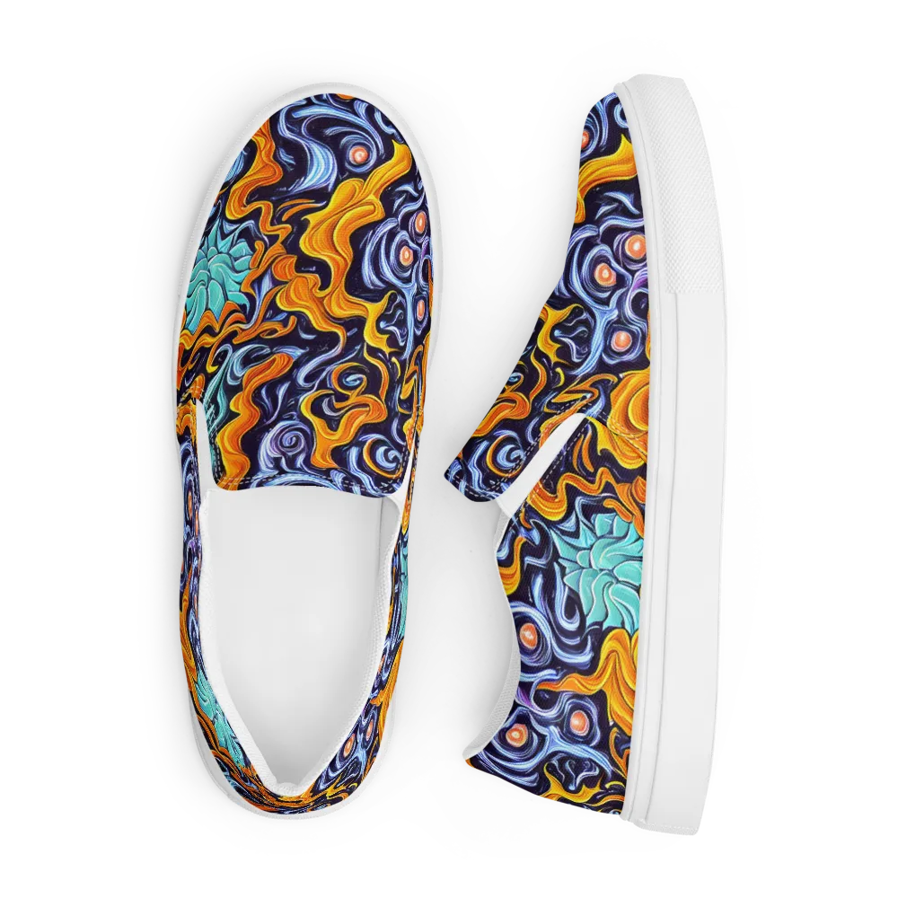 Midnight Fireflow on Men's Slip-On Canvas Shoes — Front
