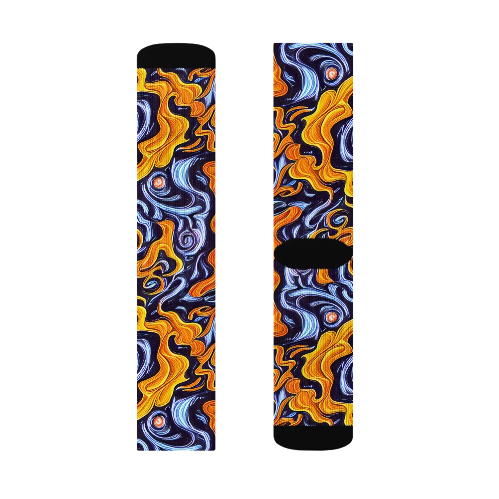 Midnight Fireflow on Socks — Left Sock