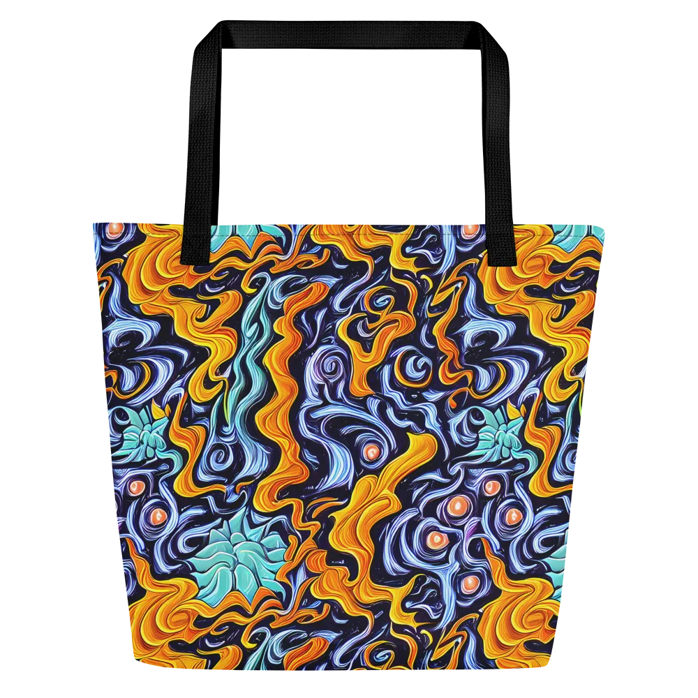 Midnight Fireflow on Large Tote Bag W/ Pocket — Front