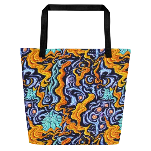 Midnight Fireflow on a Large Tote Bag W/ Pocket