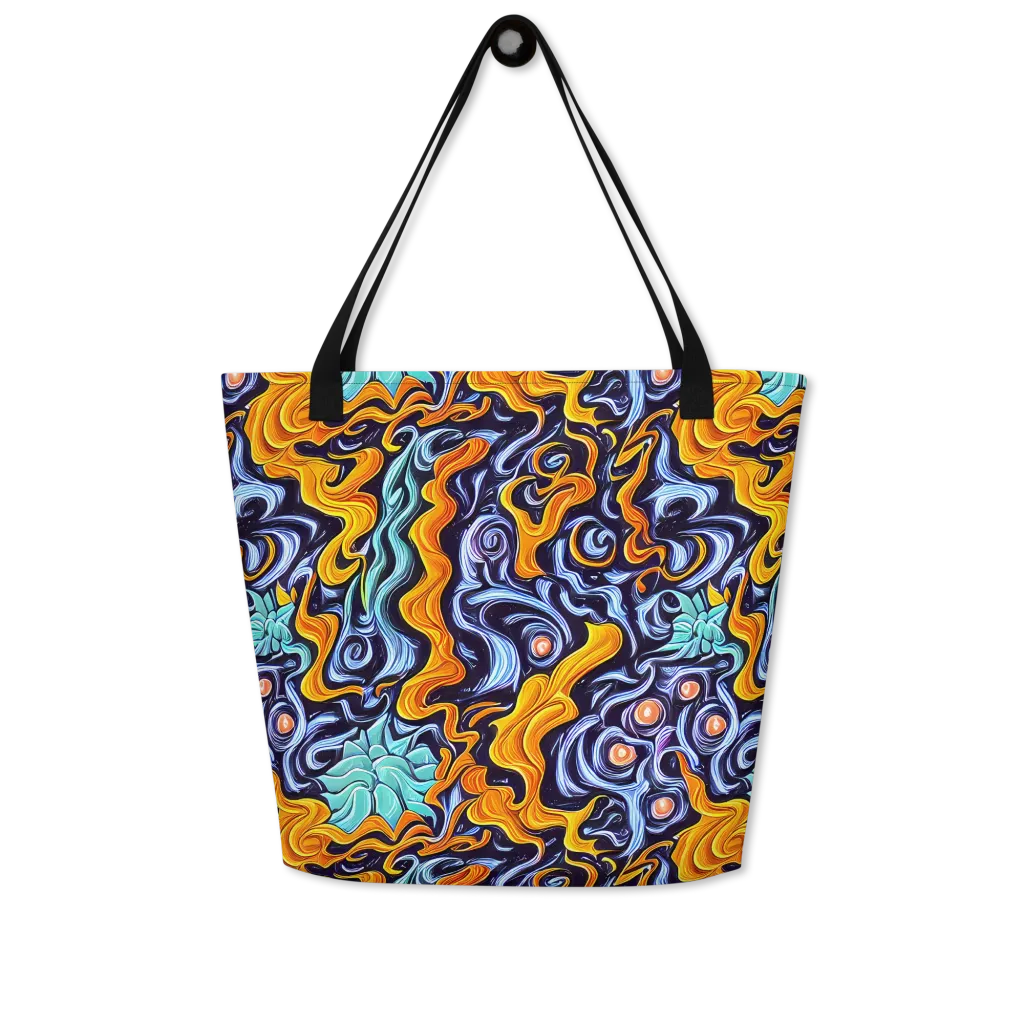 Midnight Fireflow on Large Tote Bag W/ Pocket — Front
