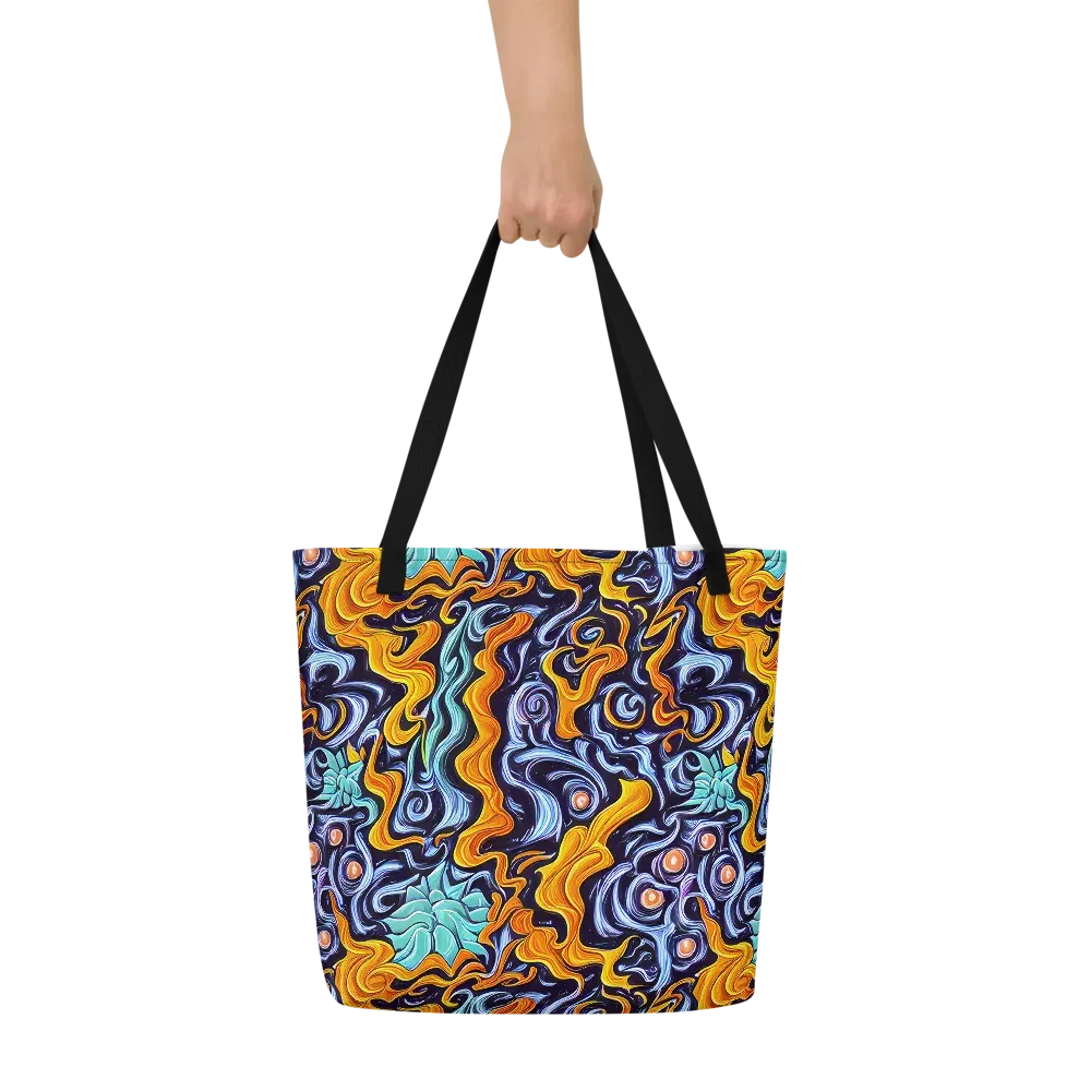 Midnight Fireflow on Large Tote Bag W/ Pocket — Front