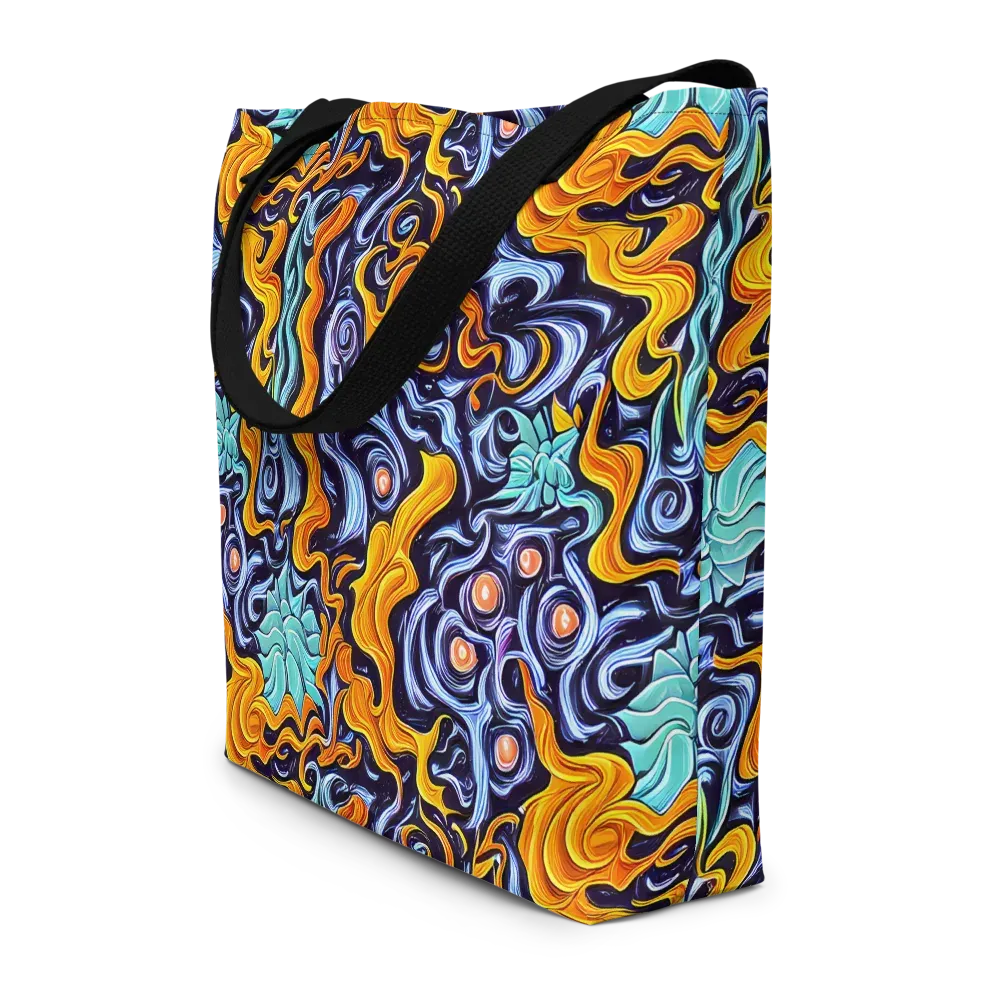 Midnight Fireflow on Large Tote Bag W/ Pocket — Front