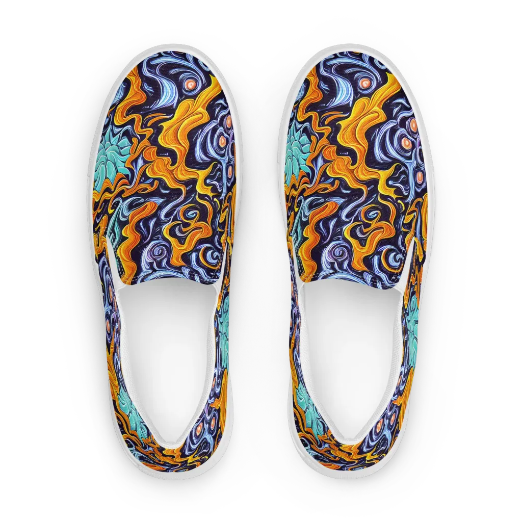 Midnight Fireflow on Women's Slip-On Canvas Shoes — Front