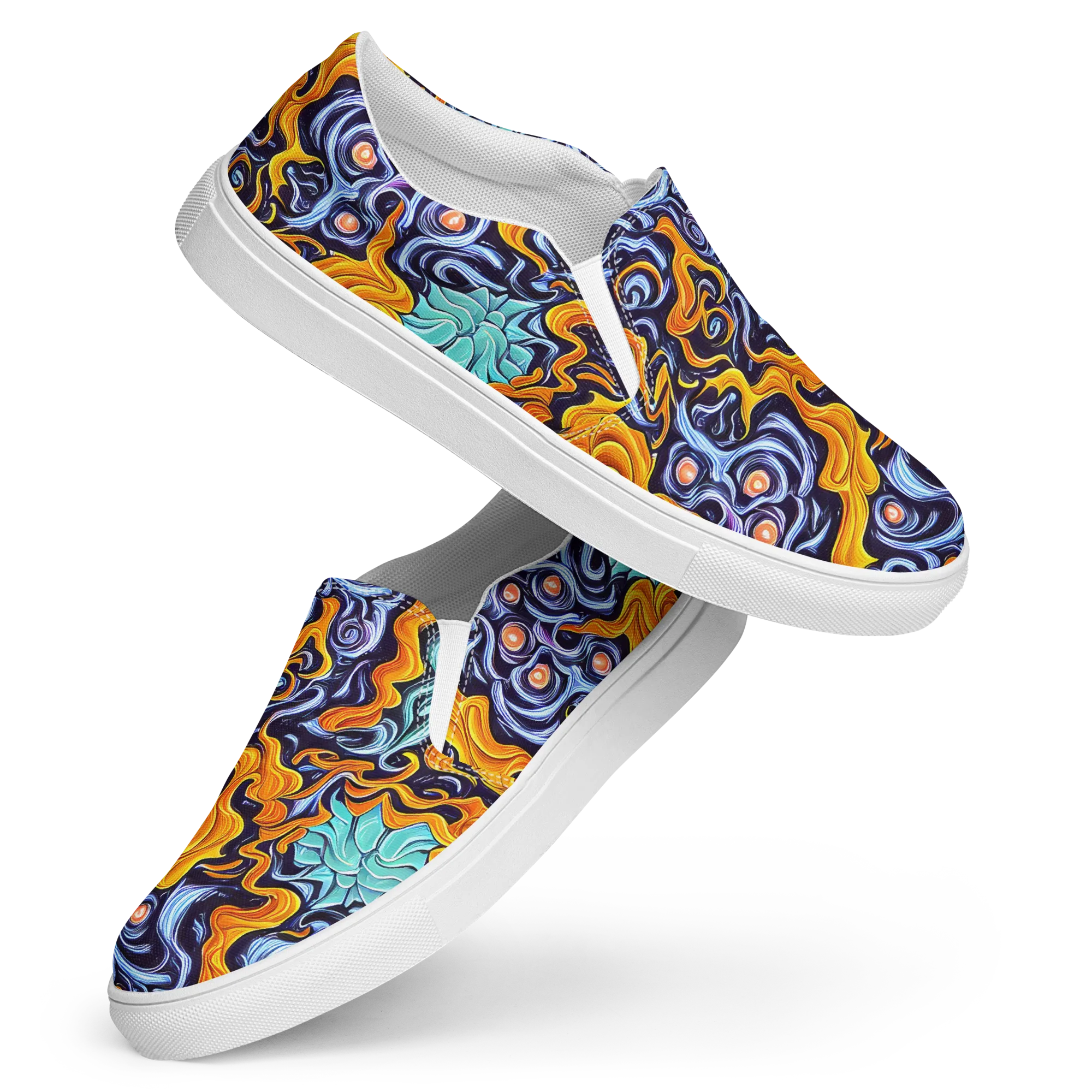 Midnight Fireflow on Women's Slip-On Canvas Shoes — Front