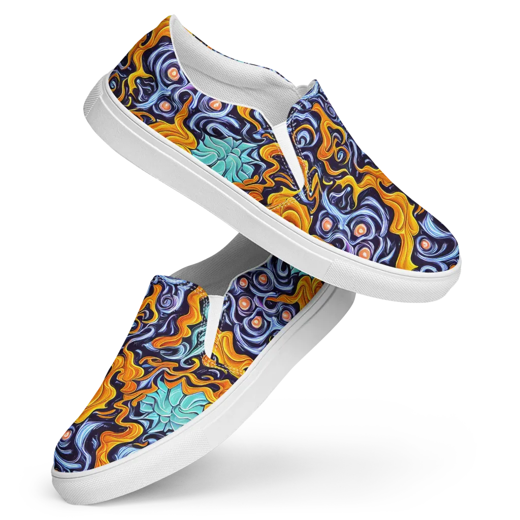 Midnight Fireflow on Women's Slip-On Canvas Shoes — Front