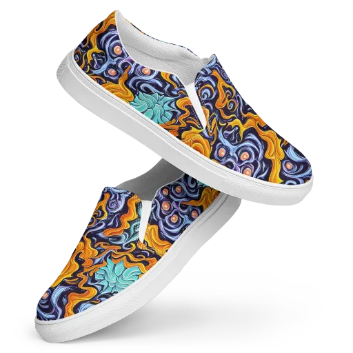 Midnight Fireflow on a Women's Slip-On Canvas Shoes