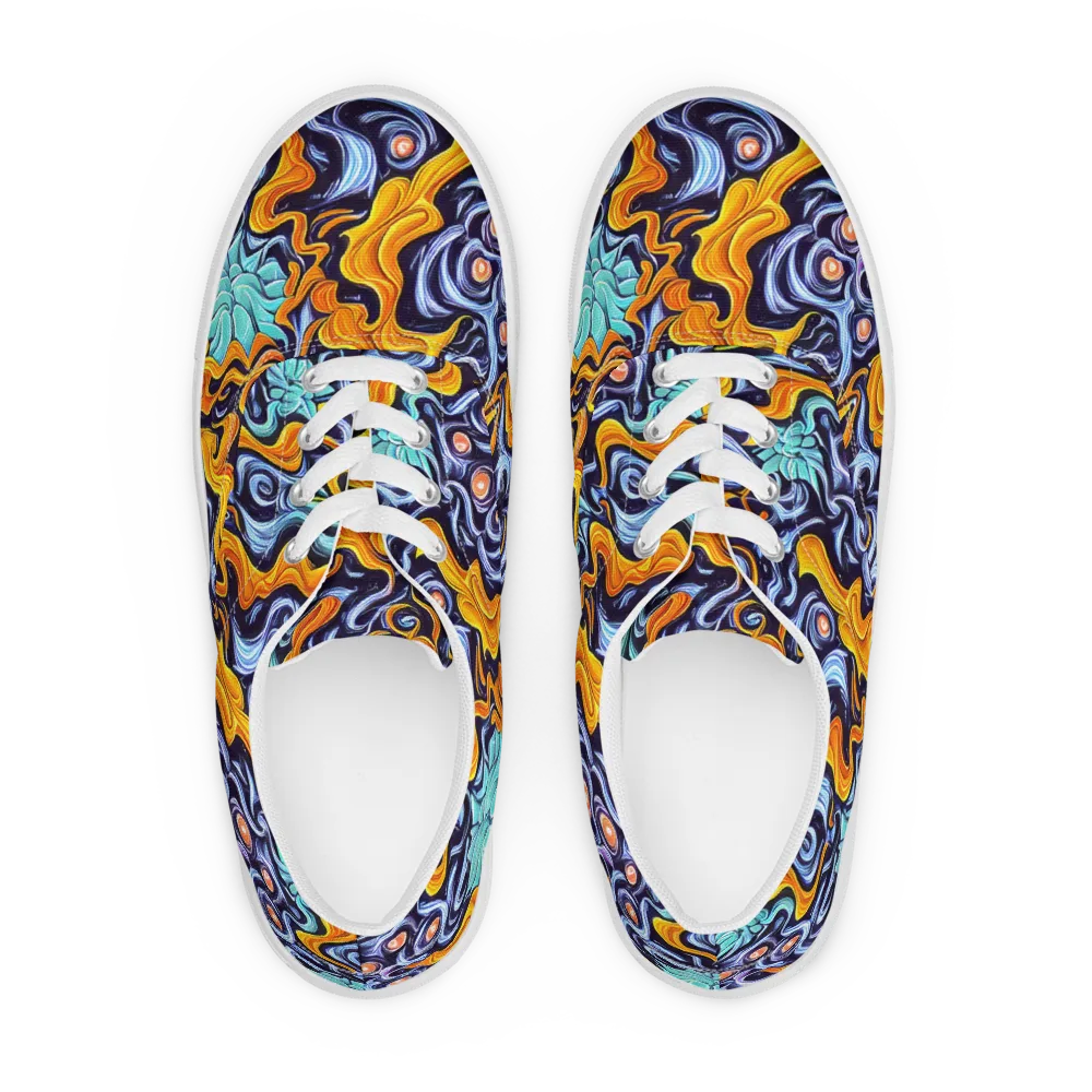 Midnight Fireflow on Men's Lace-Up Canvas Shoes — Front