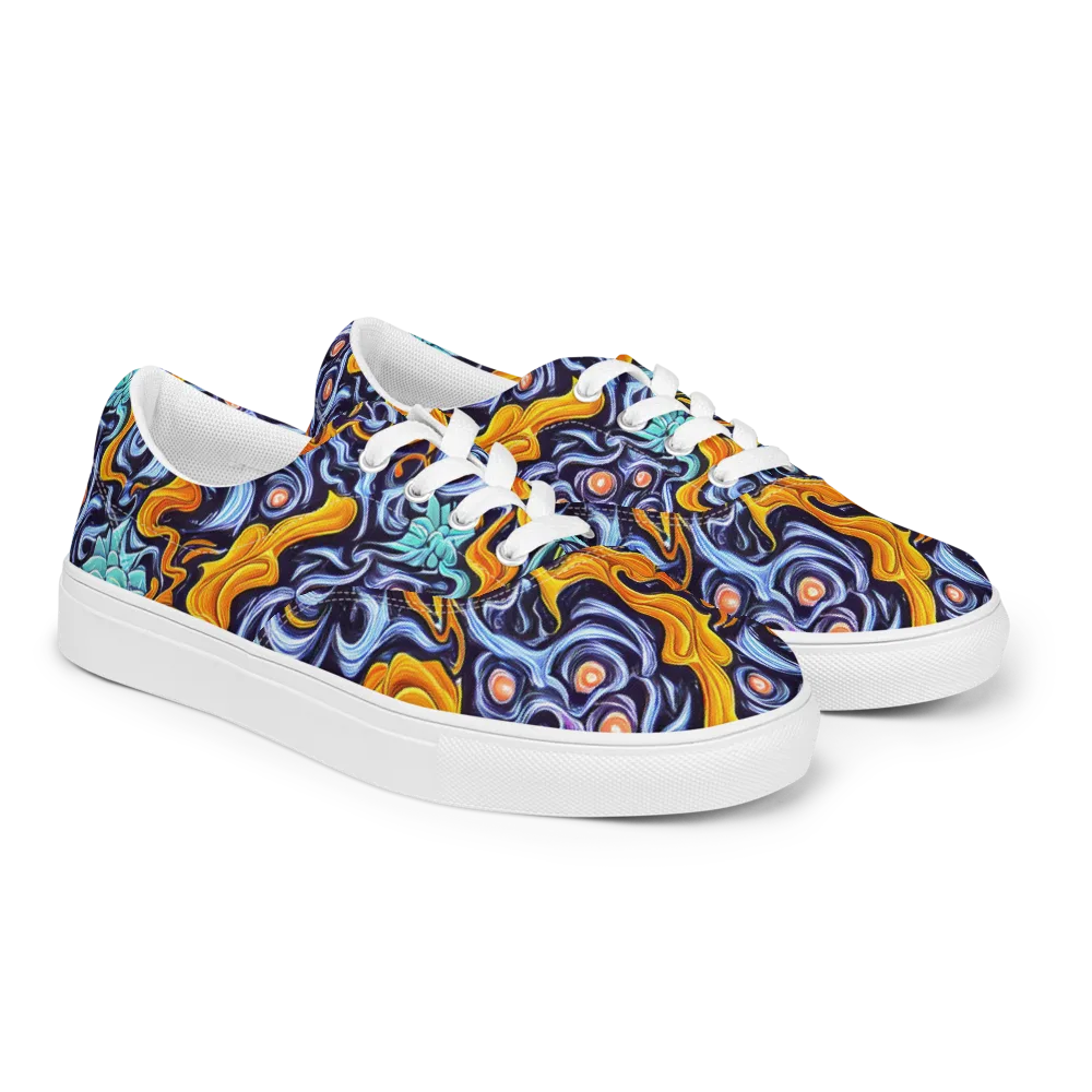 Midnight Fireflow on Men's Lace-Up Canvas Shoes — Right Front