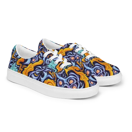 Midnight Fireflow on a Men's Lace-Up Canvas Shoes