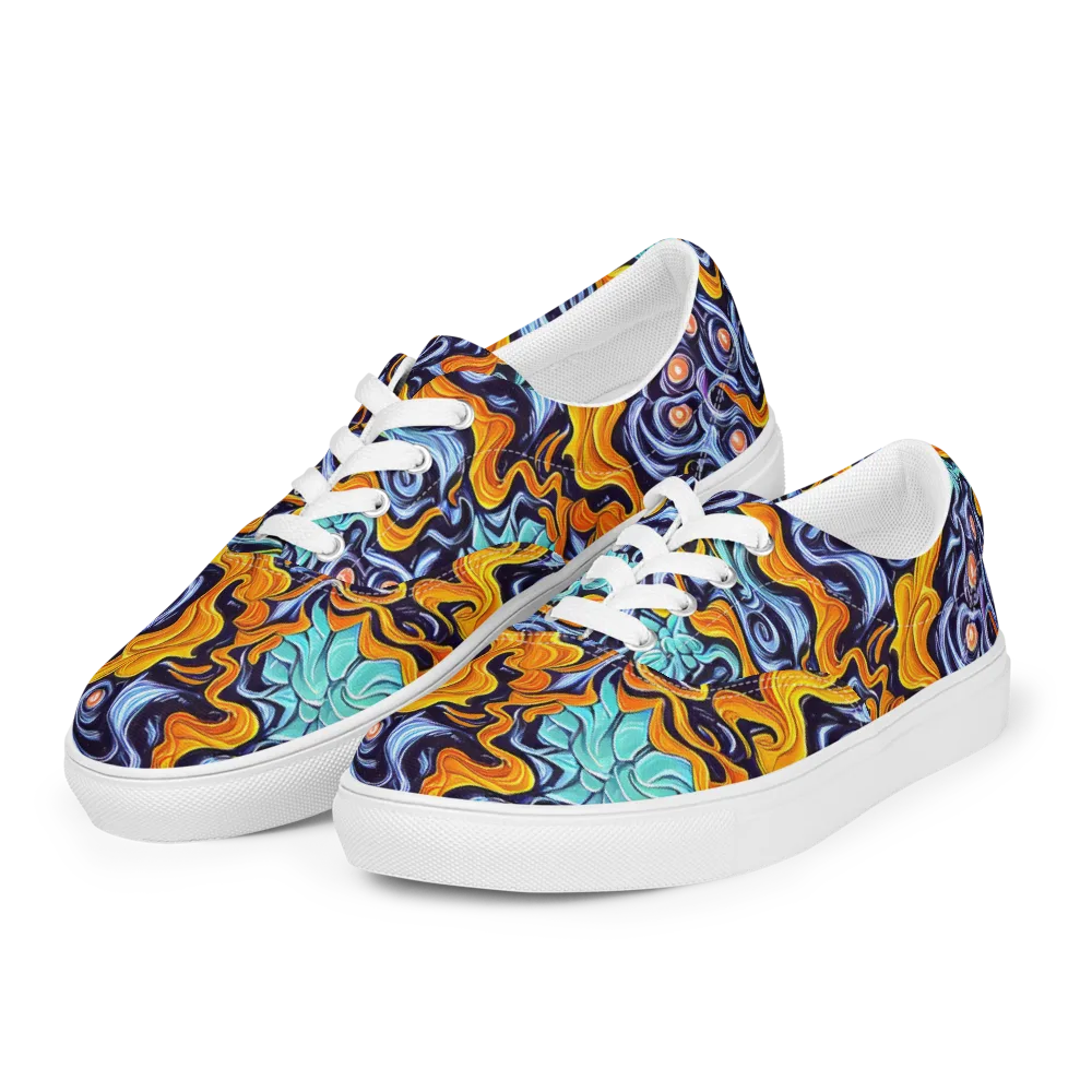 Midnight Fireflow on Men's Lace-Up Canvas Shoes — Left Front