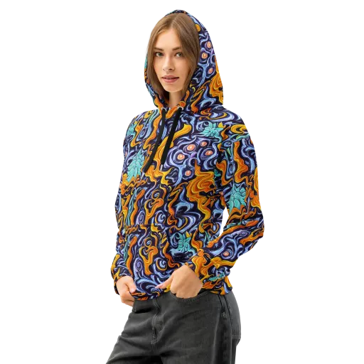 Midnight Fireflow on a Cotton Hoodie