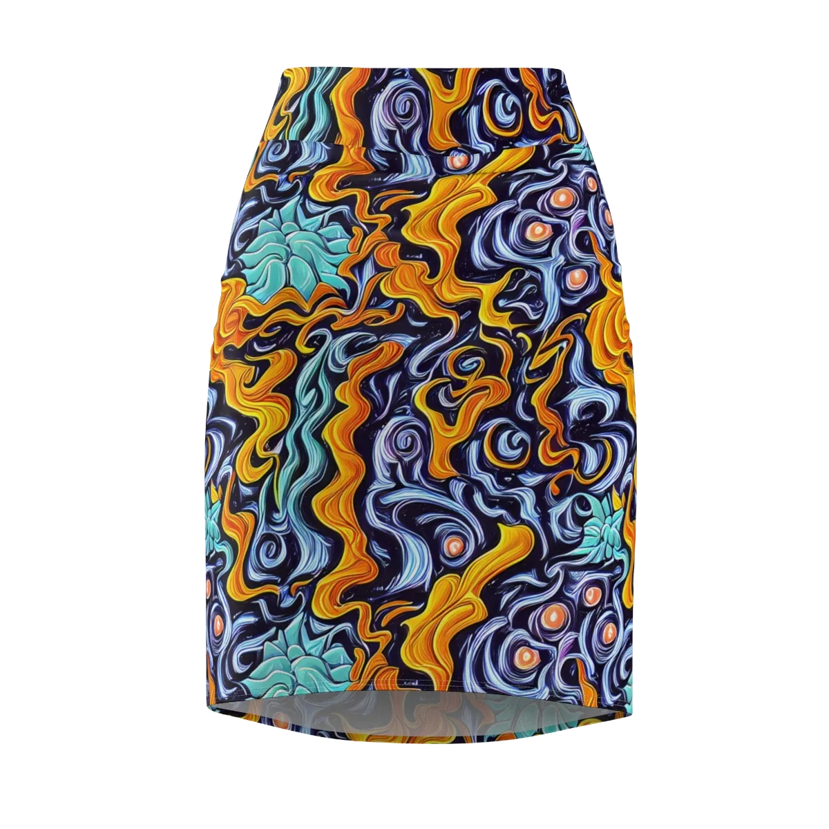 Midnight Fireflow on Pencil Skirt — Front