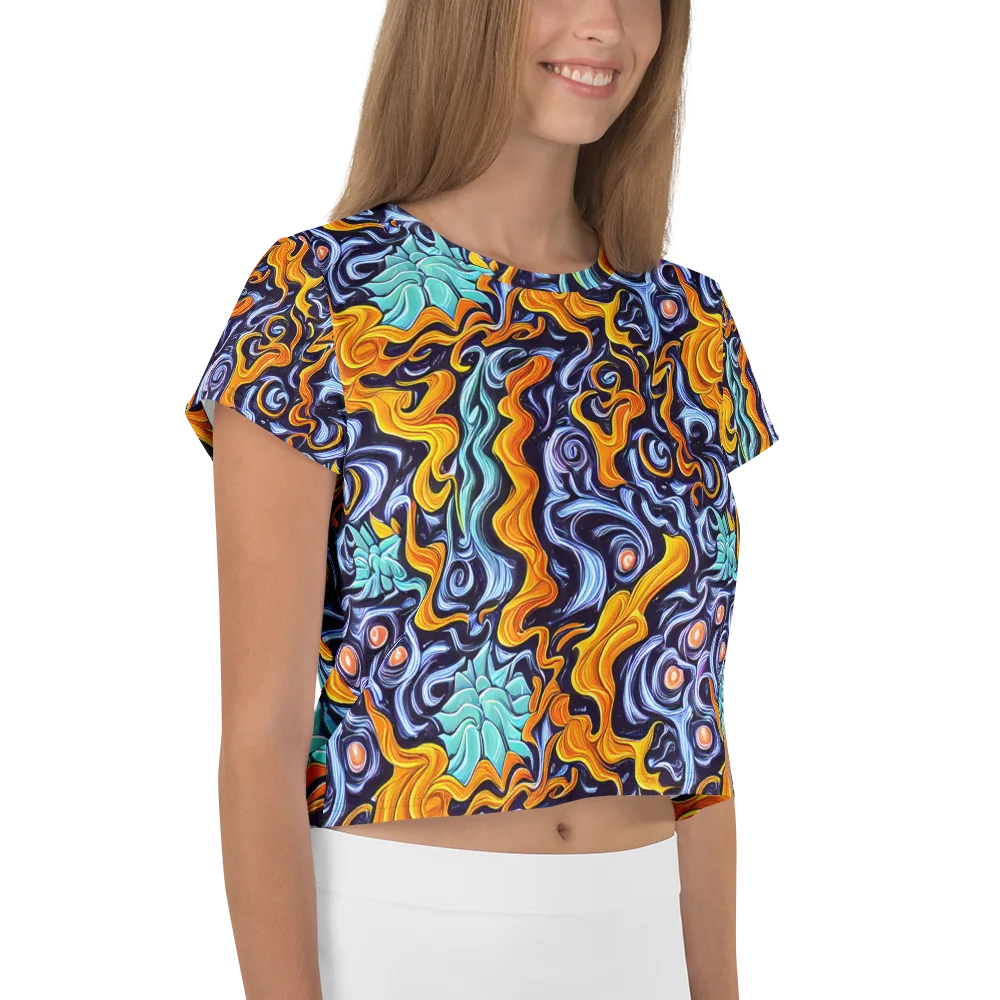 Midnight Fireflow on Crop Tee — Right