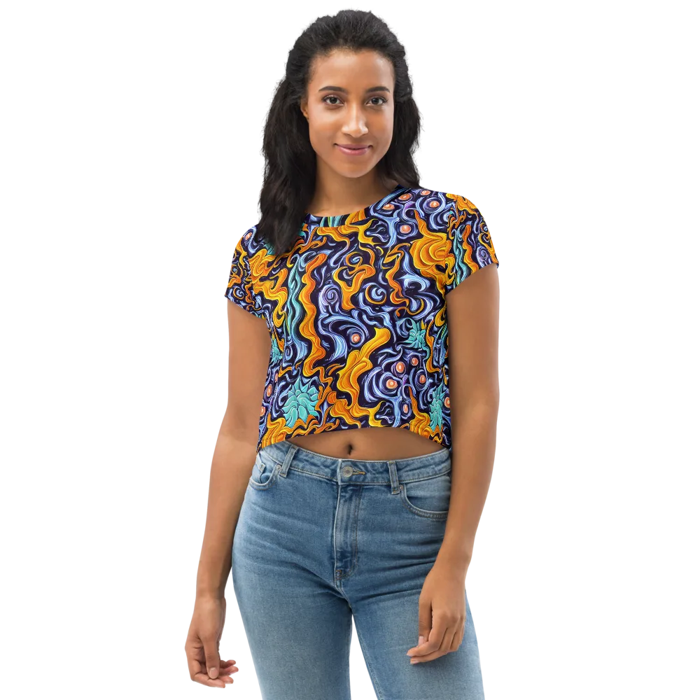 Midnight Fireflow on Crop Tee — Front