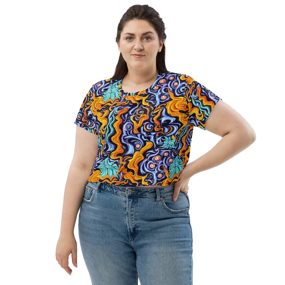 Midnight Fireflow on Crop Tee — Front