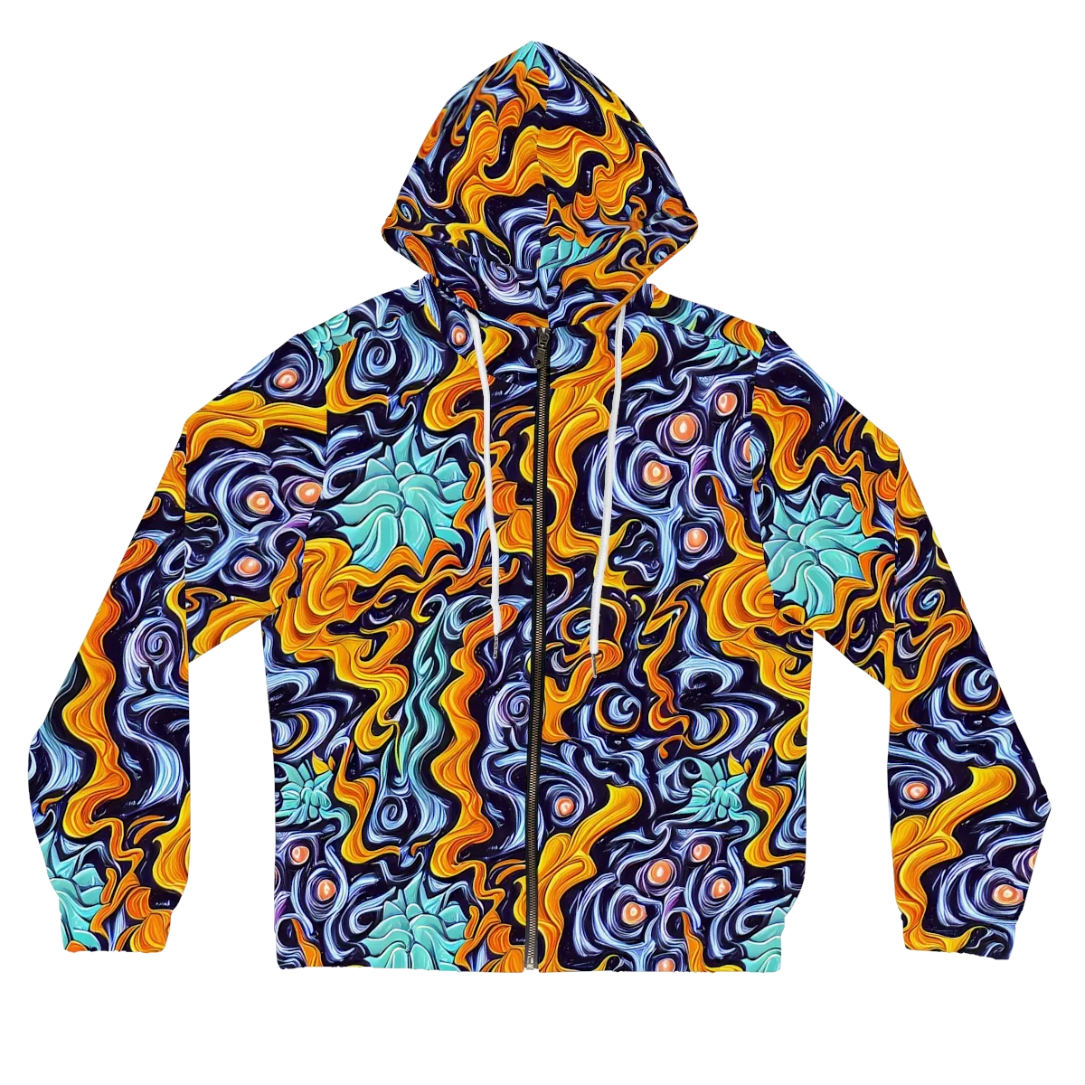 Midnight Fireflow on Women's Full-Zip Hoodie — Front
