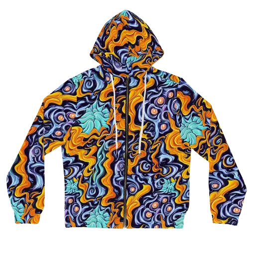 Midnight Fireflow on a Women's Full-Zip Hoodie