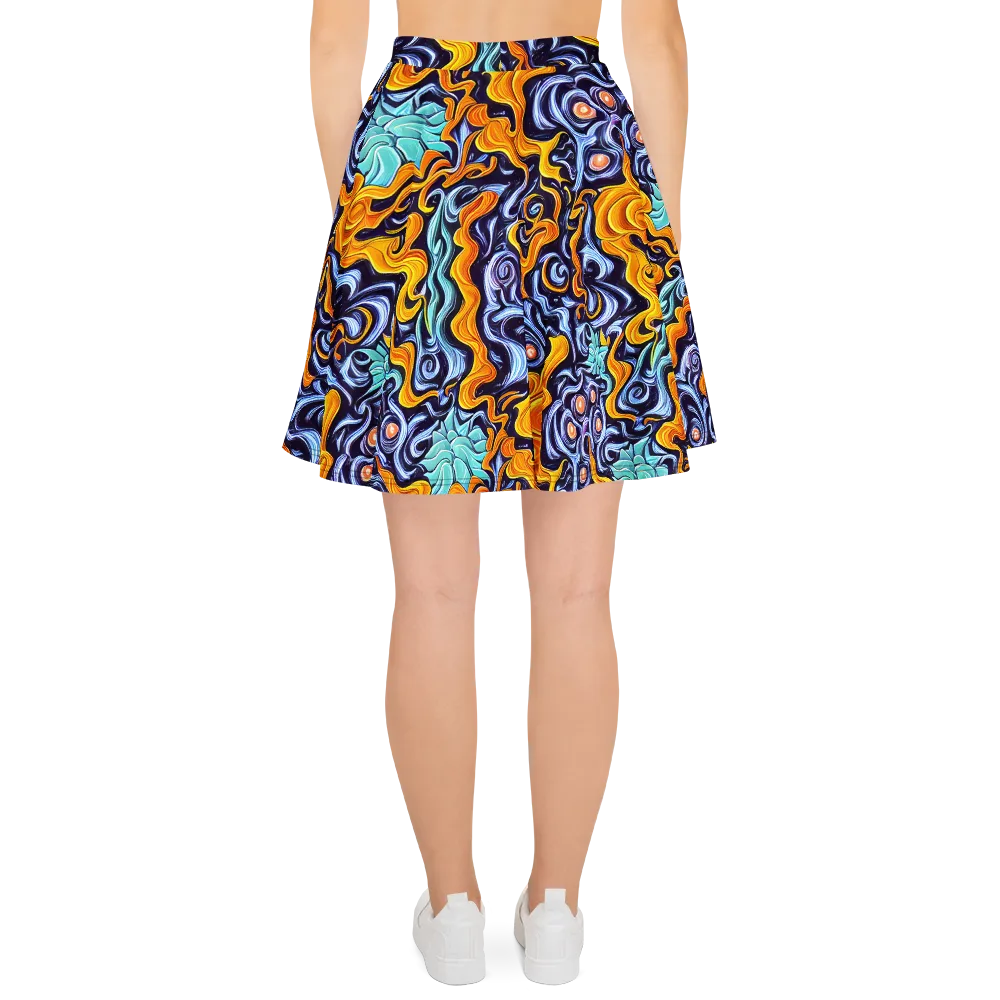 Midnight Fireflow on Skater Skirt — Back