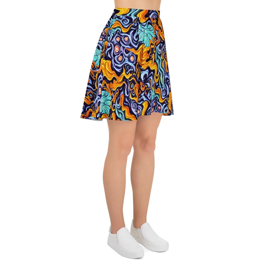 Midnight Fireflow on Skater Skirt — Right