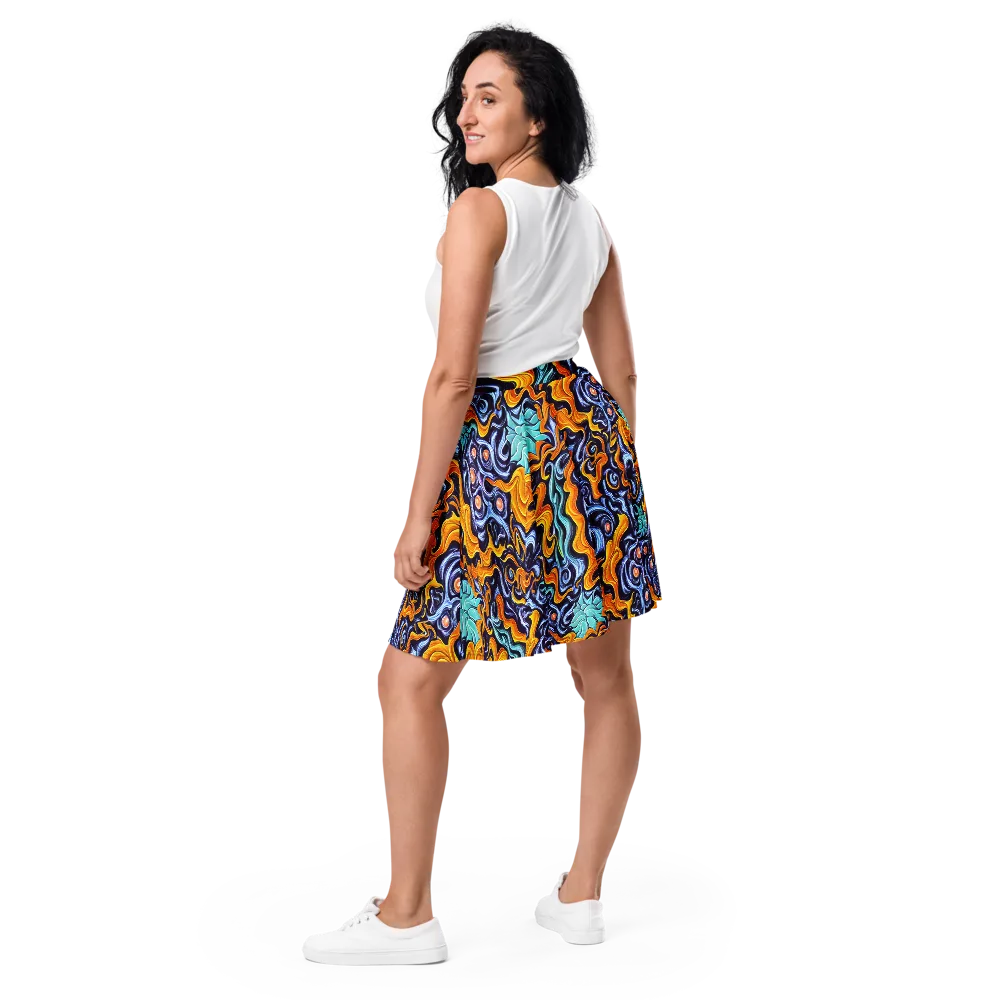 Midnight Fireflow on Skater Skirt — Back