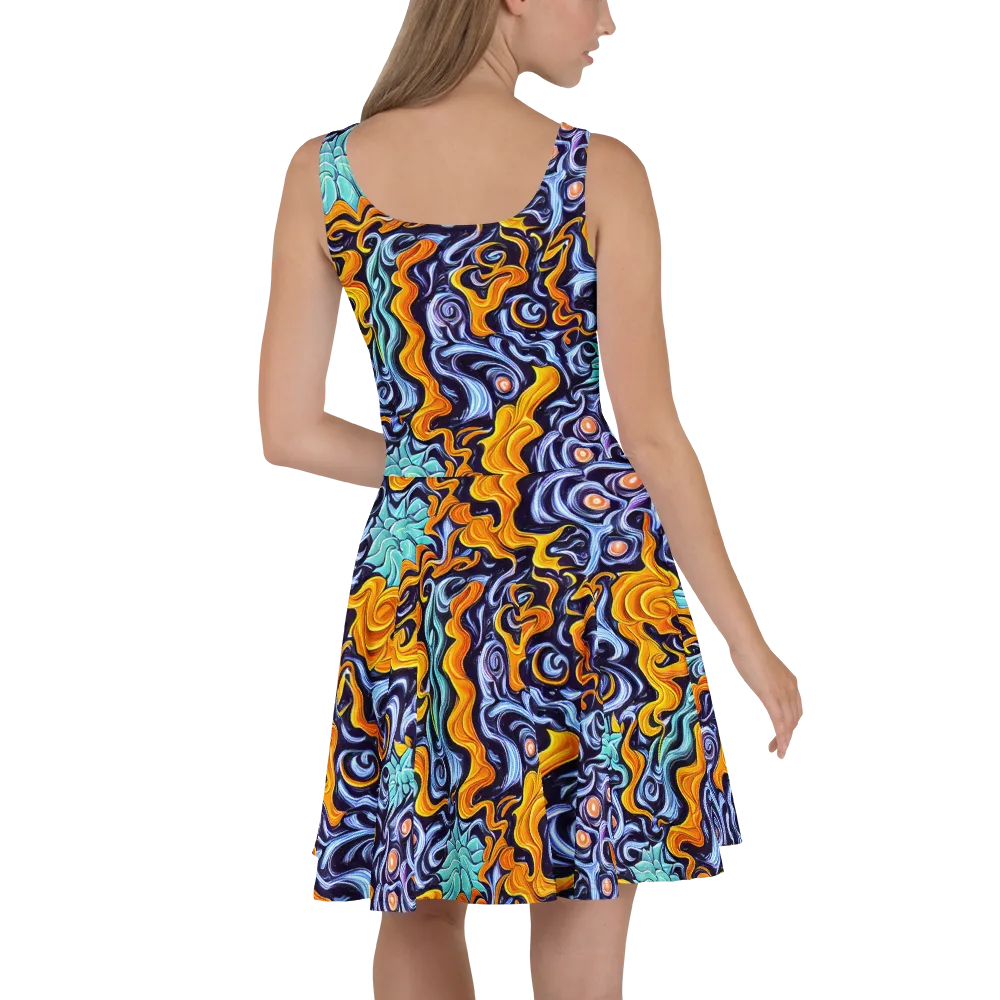 Midnight Fireflow on Skater Dress — Back