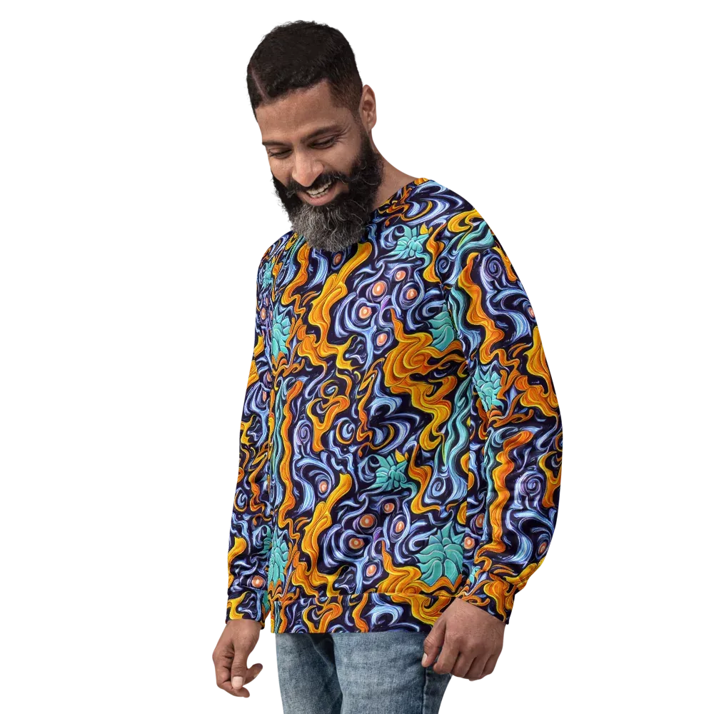 Midnight Fireflow on Sweatshirt — Left Front