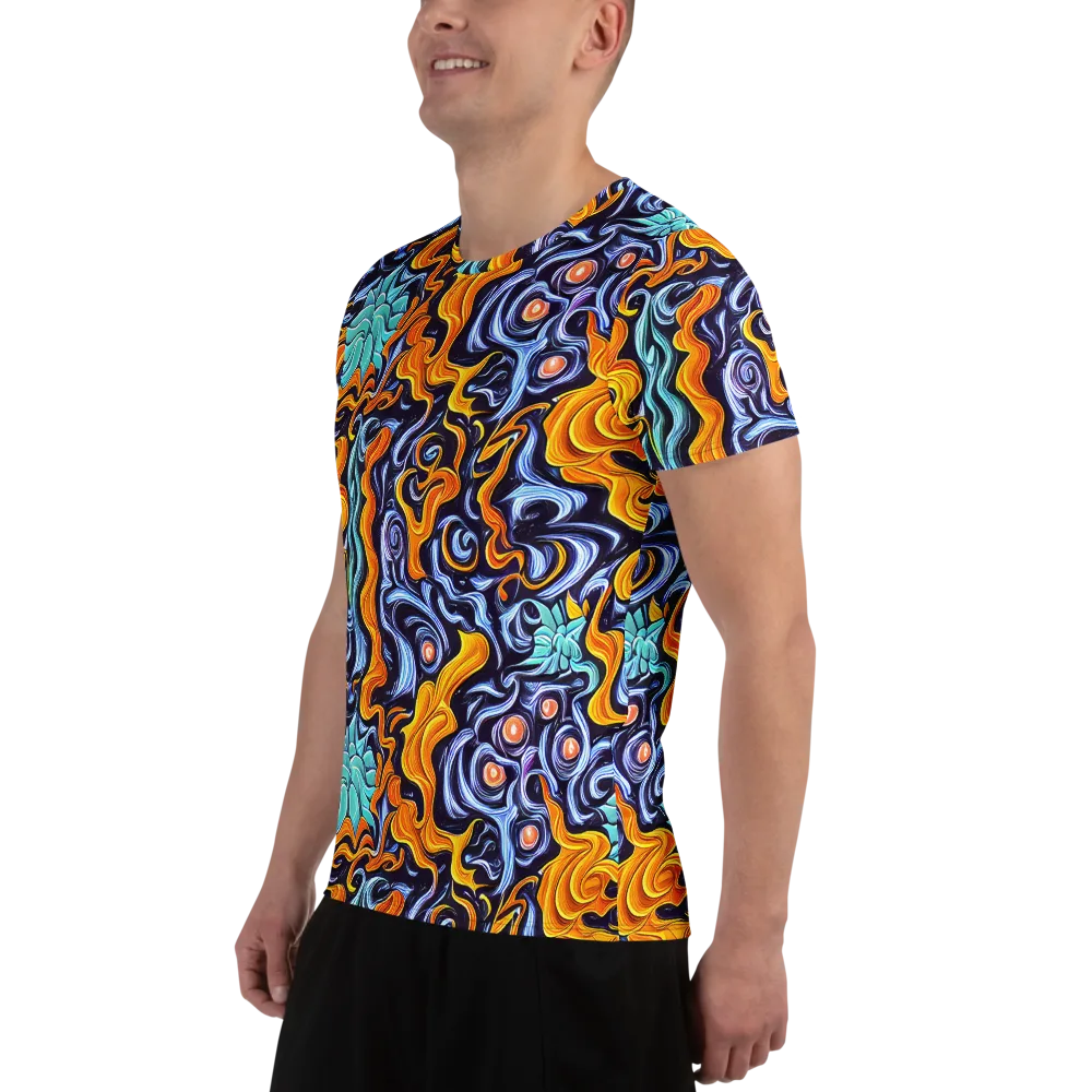 Midnight Fireflow on Men's Athletic T-Shirt — Left
