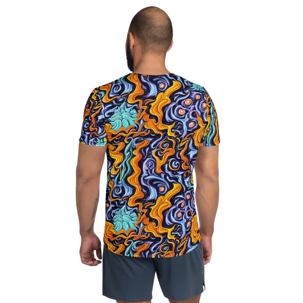 Midnight Fireflow on Men's Athletic T-Shirt — Back