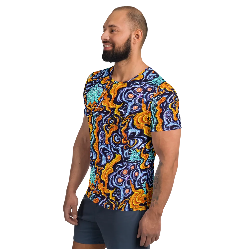 Midnight Fireflow on Men's Athletic T-Shirt — Left