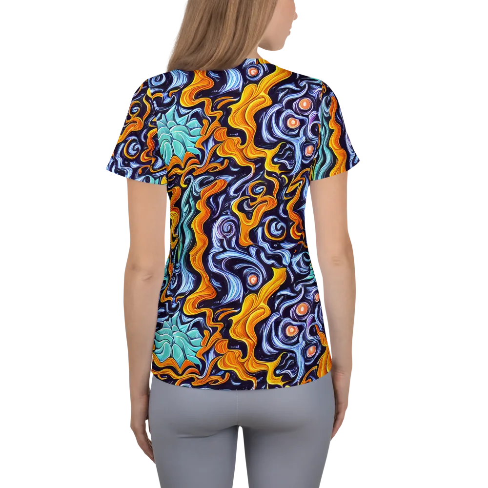 Midnight Fireflow on Women's Athletic T-Shirt — Back