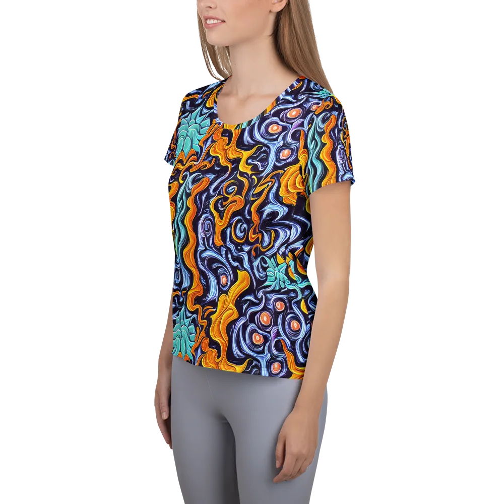 Midnight Fireflow on Women's Athletic T-Shirt — Left