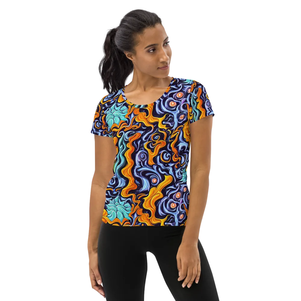 Midnight Fireflow on Women's Athletic T-Shirt — Front