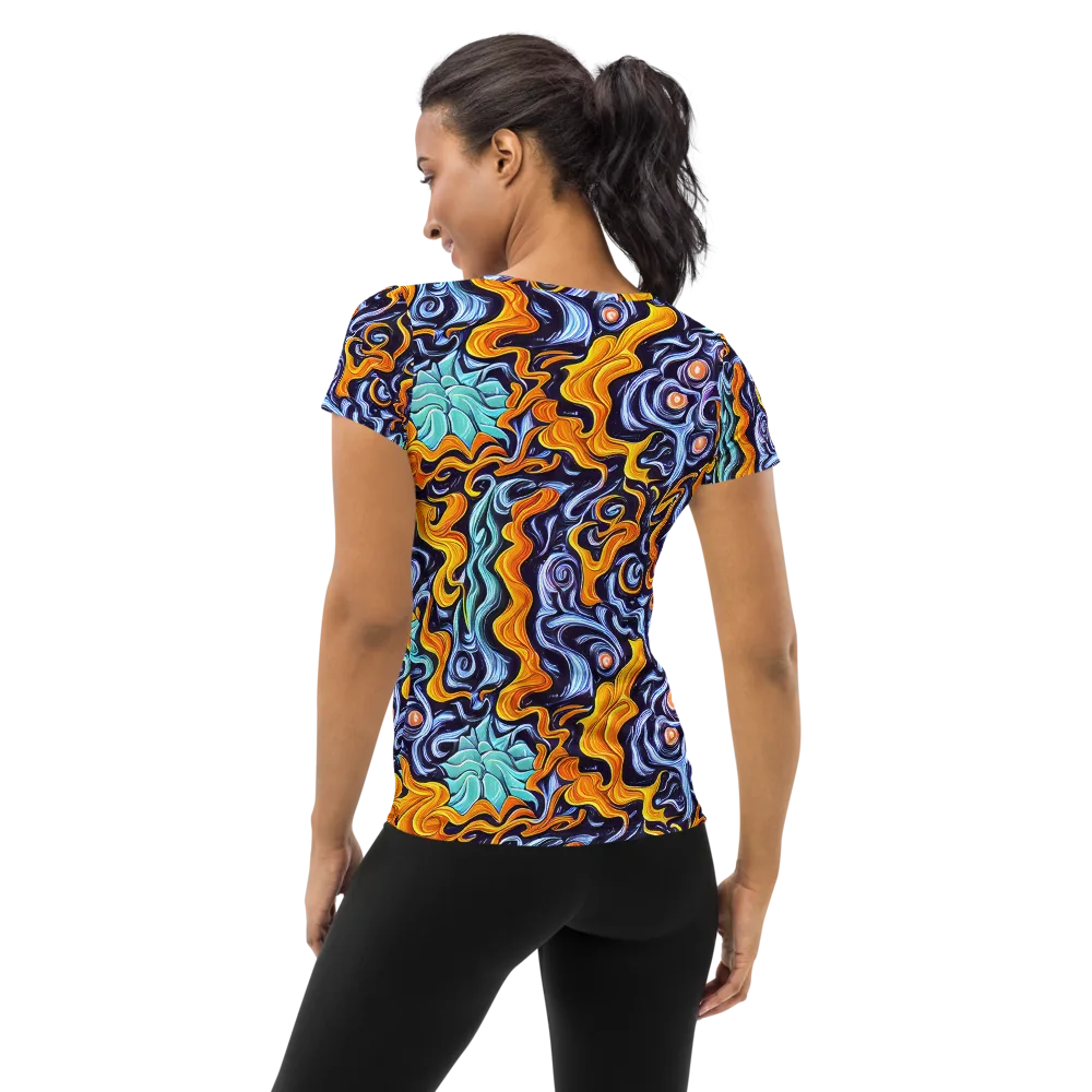 Midnight Fireflow on Women's Athletic T-Shirt — Back