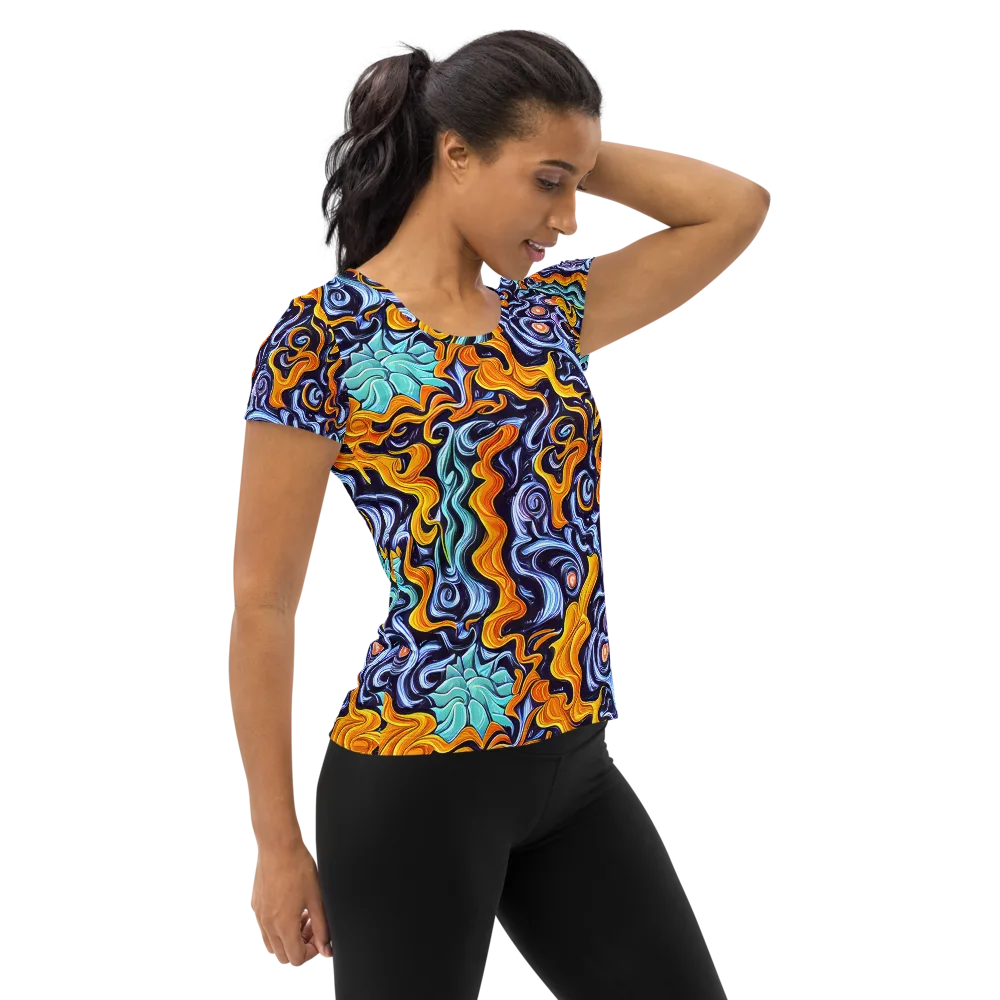 Midnight Fireflow on Women's Athletic T-Shirt — Right