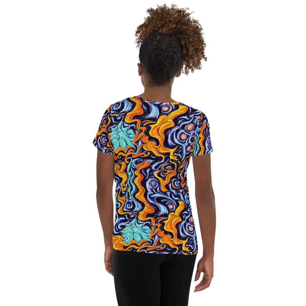 Midnight Fireflow on Women's Athletic T-Shirt — Back
